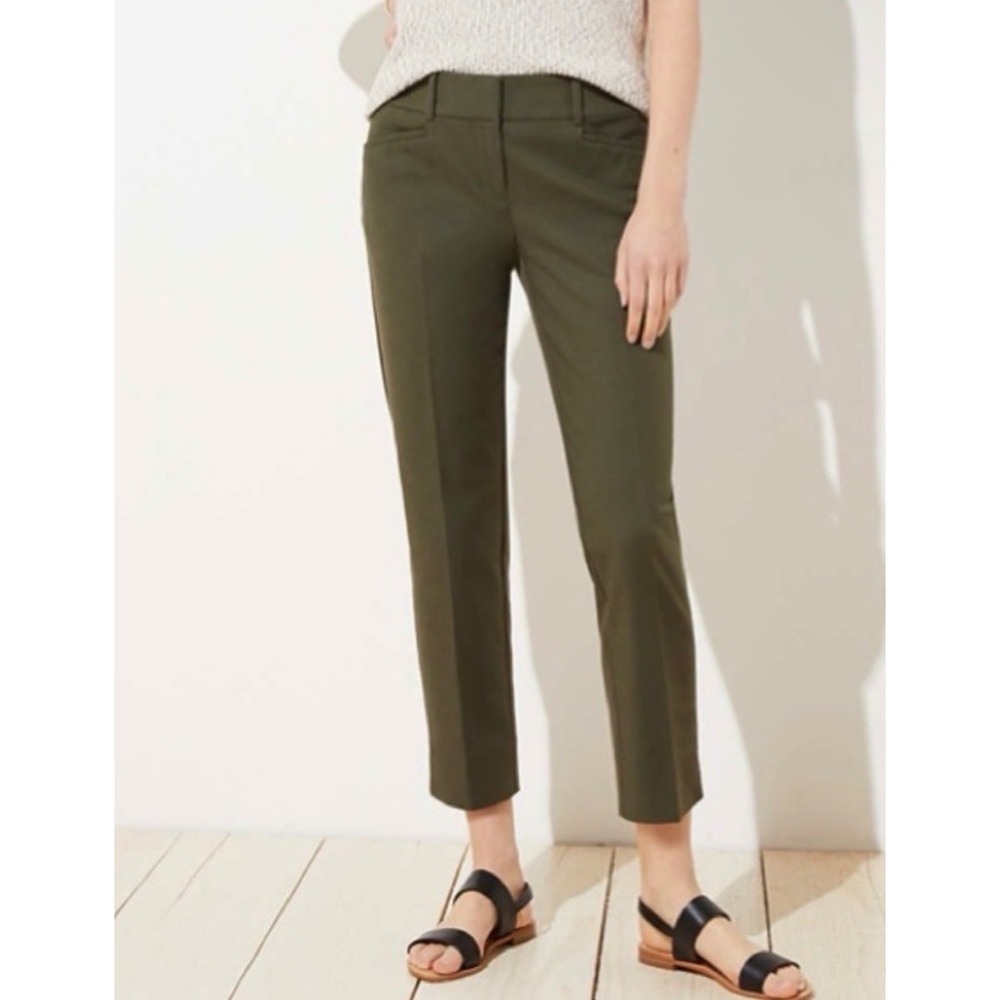 Loft Marisa The Riviera Pant 14 Olive Green Straight Leg Ankle Work Trousers